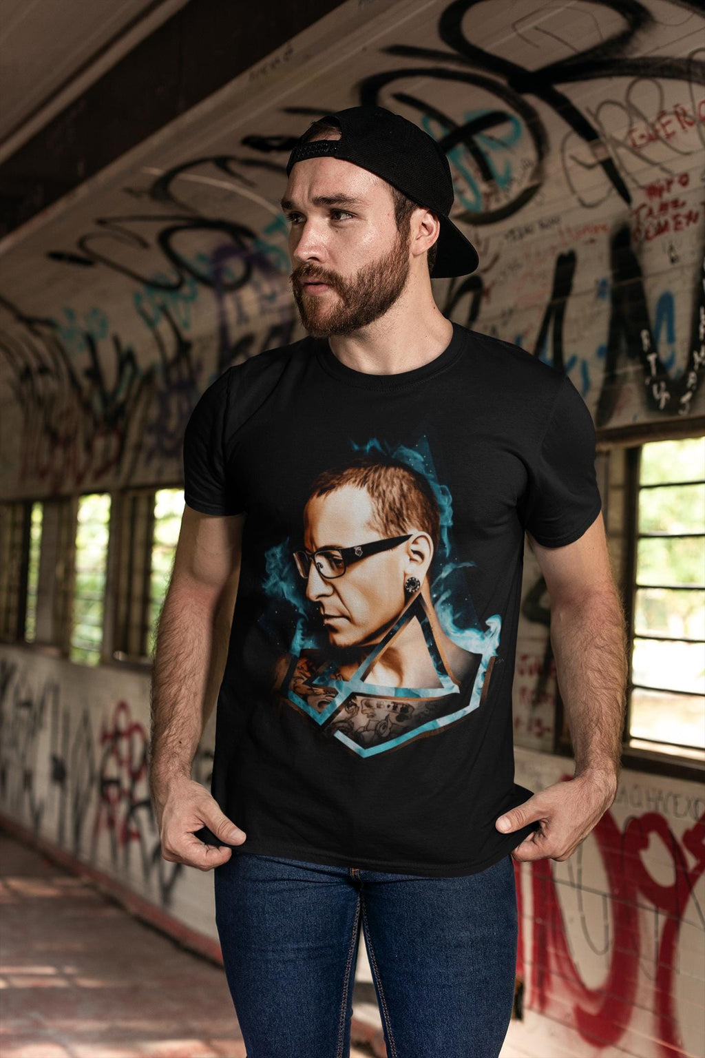 Chester Bennington LP Blue Hexagon Logo