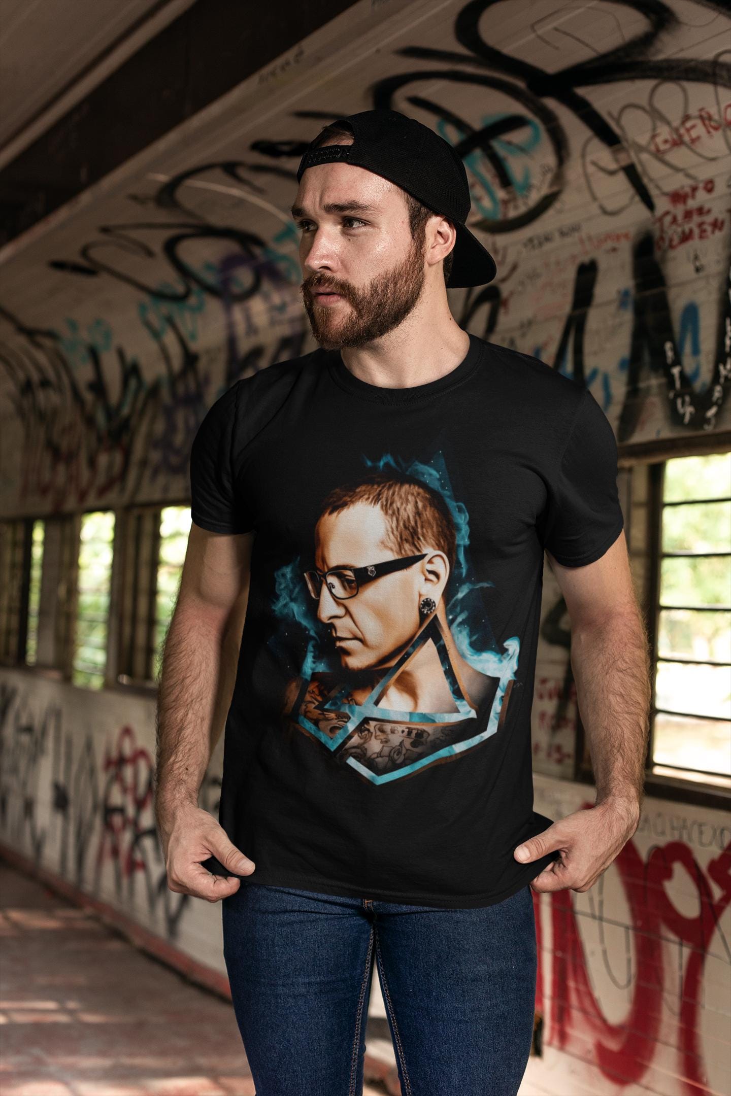 Chester Bennington LP Blue Hexagon Logo