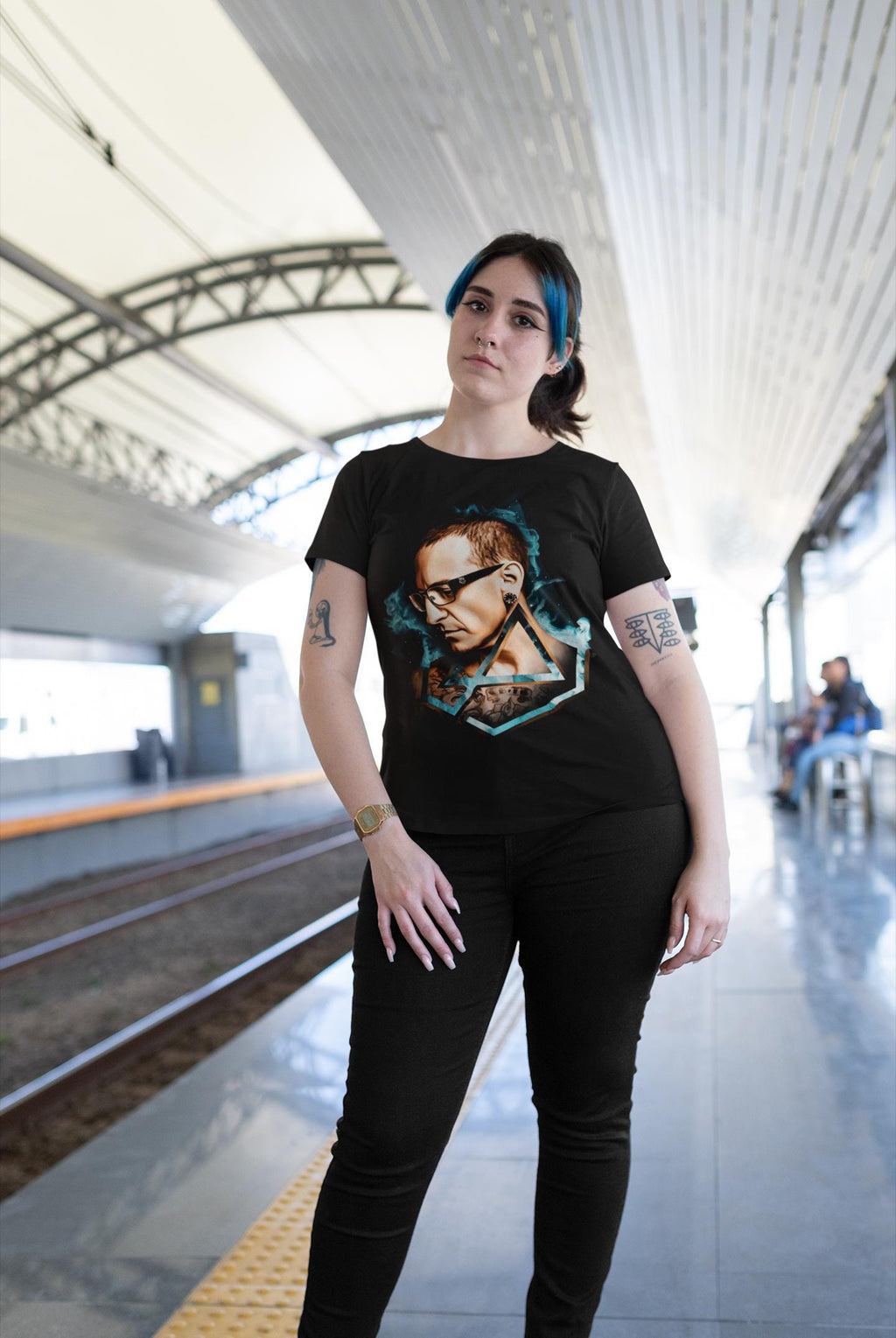 Chester Bennington LP Blue Hexagon Logo