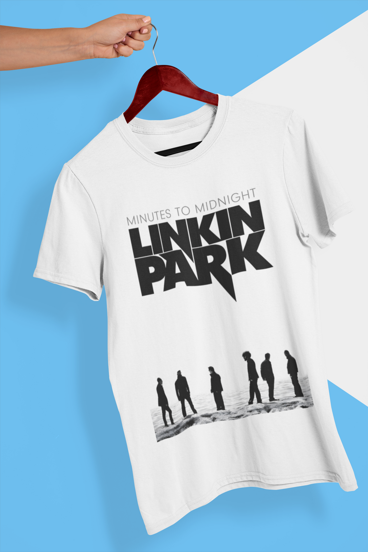 Camiseta Blanca Portada Álbum Minutes to Midnight de Linkin Park