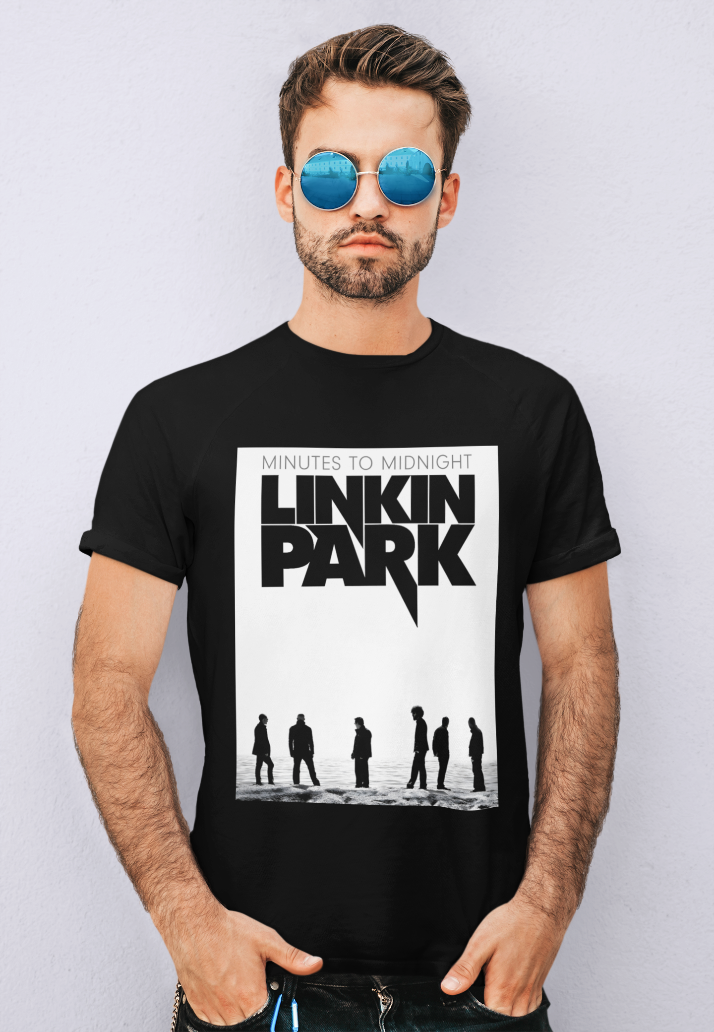 Camiseta Blanca Portada Álbum Minutes to Midnight de Linkin Park