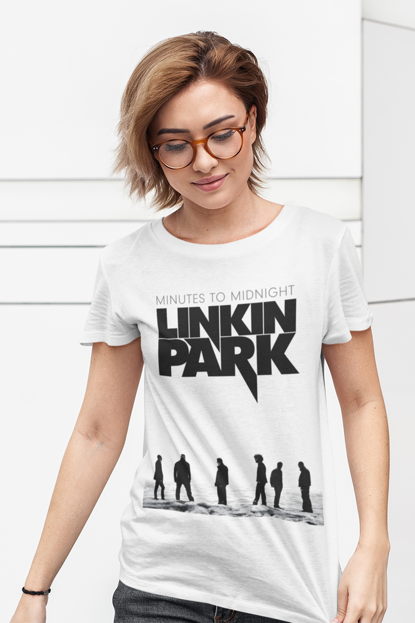 Camiseta Blanca Portada Álbum Minutes to Midnight de Linkin Park